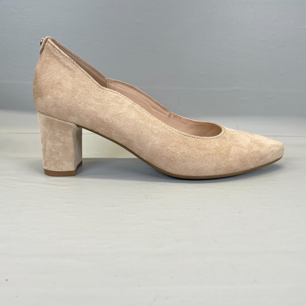 Gabor Court Pumps Womens Size UK 6 US 8.5 Beige Suede Slip On Block Heel Shoes
